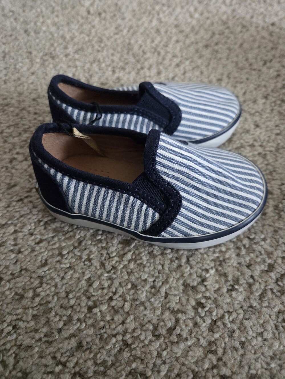 NWOT Janie and Jack Blue And White Slip On Toddler Shoes Coastal Sides size 4